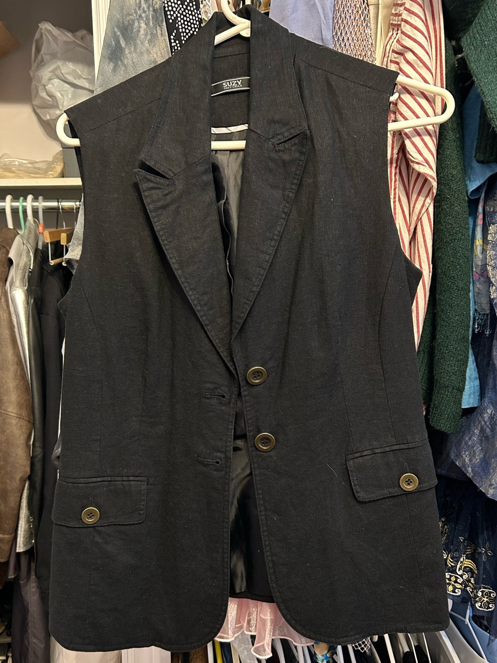 Suzy Shier Vintage Linen-Rayon Vest - Picture 1 of 3